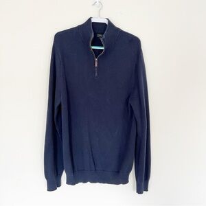 J.Crew Men's Navy Blue Quarter-Zip Pullover Sweater Large Tall